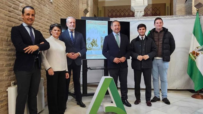 La presentación del cartel anunciador del Belén Viviente de Escenas Estáticas de Cantillana (Sevilla), que se celebra los próximos 27 y 28 de diciembre en la Aldea cantillanera de la Divina Pastora.