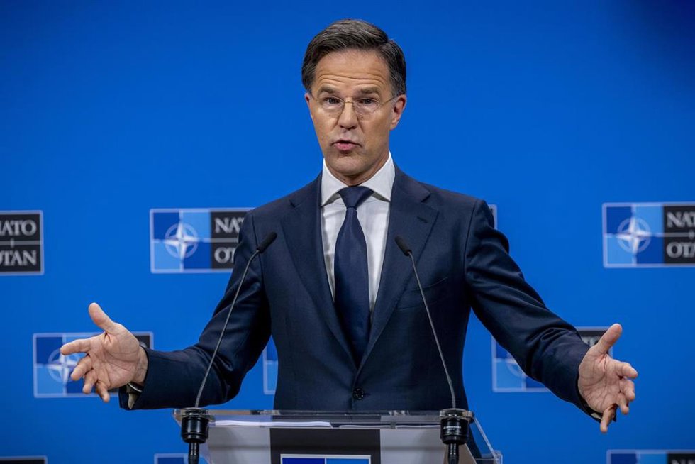 Archivo - Rueda de prensa del secretario general de la OTAN, Mark Rutte, en la sede en Bruselas.
