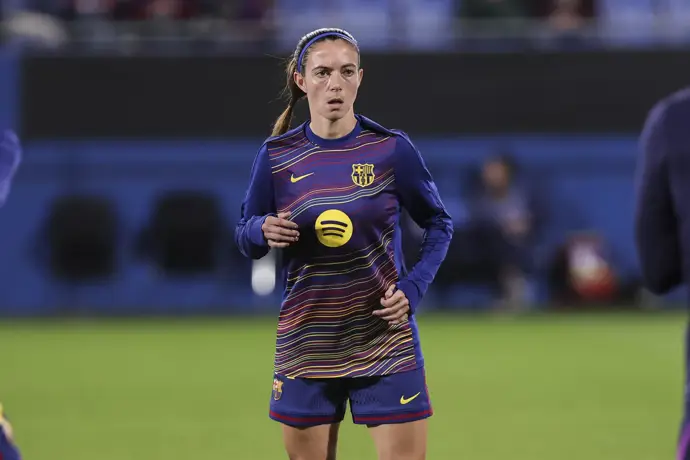 Aitana Bonmatí antes de un partido con el FC Barcelona