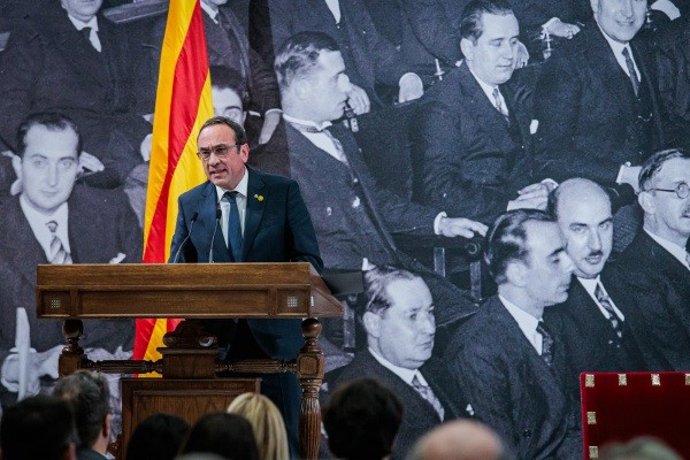 El presidente del Parlament, Josep Rull, durante el homenaje