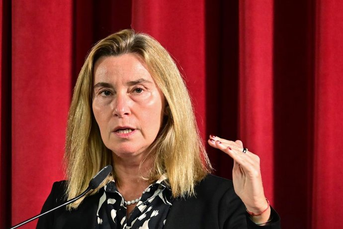 FILED - 07 November 2025, Berlin: Former EU High Representative for Foreign Affairs Federica Mogherini speaks during the first "Europaeum Annual Lecture" at Freie University of Berlin. Photo: Sebastian Christoph Gollnow/dpa