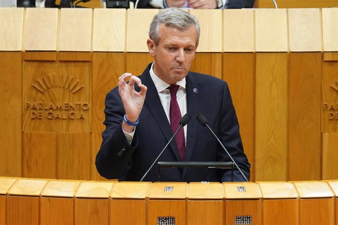 Archivo - El presidente de la Xunta, Alfonso Rueda, interviene en el pleno. Foto de archivo.