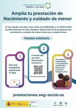 Cartel de la campaña sobre el nuevo permiso de cuidado de menor.