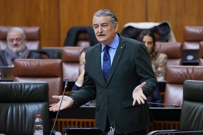 El consejero de Sanidad, Antonio Sanz, este miércoles durante sus respuestas en el Pleno del Parlamento.