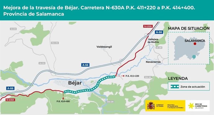 Transportes aprueba el proyecto de trazado para mejorar la travesía de Béjar con una inversión de 2,2 millones