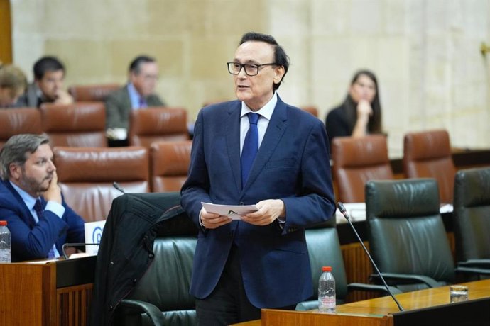 El consejero de Universidad, José Carlos Gómez Villamandos, en el pleno del Parlamento del 3 de diciembre de 2025.