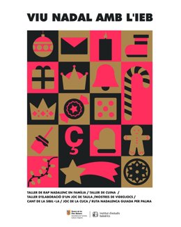 Cartel del IEB de la campaña 'Viu Nadal amb l'IEB' para promocionar el uso del catalán.