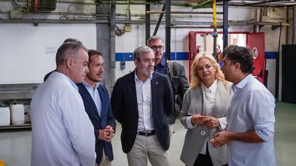 El presidente de Canarias, Fernando Clavijo, la consejera de Sanidad, Esther Monzón, y el consejero de Transición Ecológica y Energía, Mariano H. Zapata