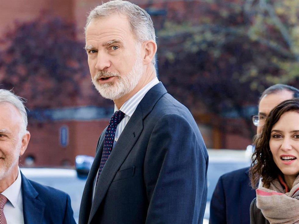 El Rey Felipe VI durante la clausura de la jornada sobre el papel de la corona en el proceso democratizador español, en la Universidad Rey Juan Carlos