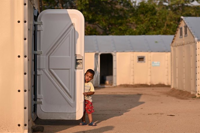 Archivo - DANLI, May 9, 2023  -- A migrant kid is seen at a shelter in city of Danli, southern Honduras, May 8, 2023. Danli in El Paraiso province bordering on Nicaragua has become a waystation on the travel route for thousands of migrants, most of them f