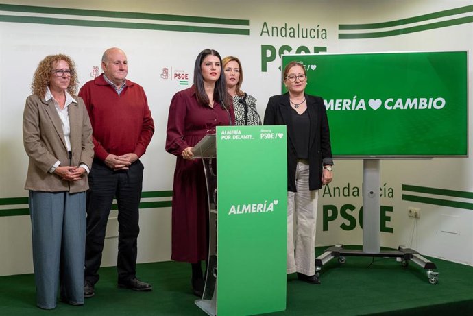 Frente al atril, la diputada provincial del PSOE Noemí Cruz.