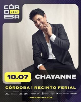Cartel del concierto de Chayanne en el Córdoba Live 2026.