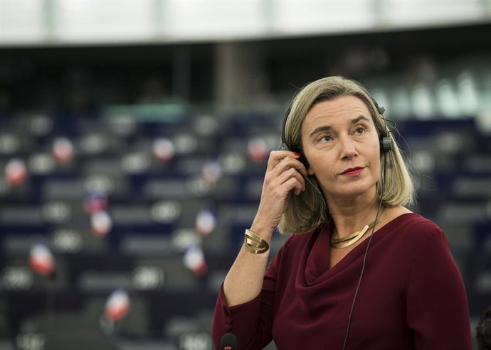 Archivo - Arquivo - Federica Mogherini, falando como Alta Representante da UE para Relações Exteriores e Política de Segurança no plenário do Parlamento Europeu em novembro de 2019.