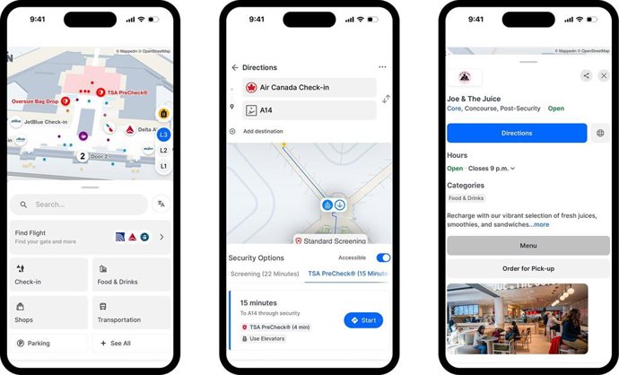 Mappedin Security Multi-Lane Options, Navigation, and Order-Ahead at PIT