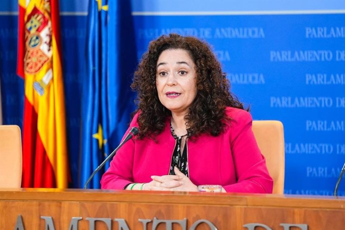 La portavoz del Grupo Por Andalucía, Inma Nieto, este miércoles en rueda de prensa. Imagen de archivo. 