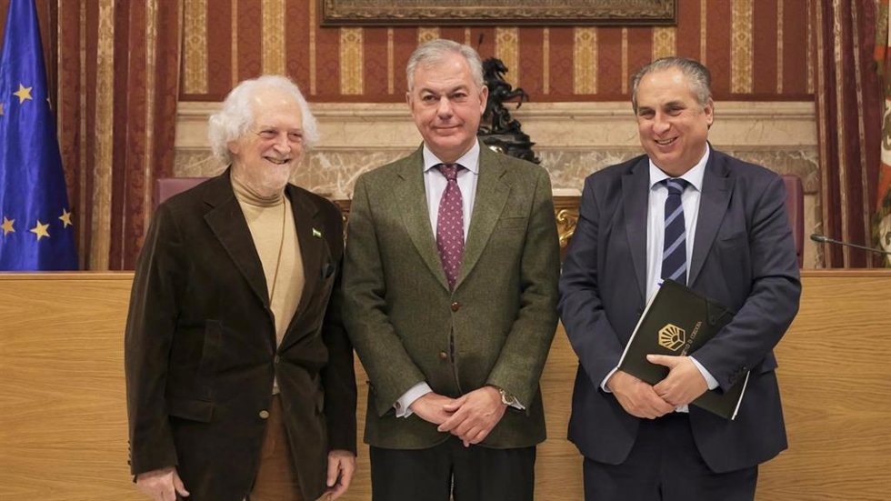 El alcalde de Sevilla, José Luis Sanz, en el acto organizado en el Ayuntamiento de Sevilla por la Cátedra 4D de la Universidad de Córdoba.