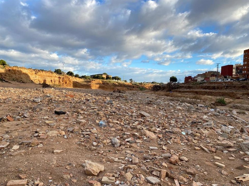 La Rambla de Poyo en Torrent en la sección de medida.