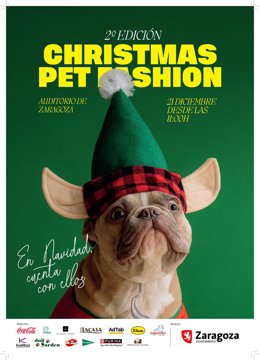 Cartel del II Fashion Pet Christmas, con el lema "En Navidad, cuenta con ellos"