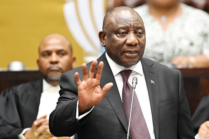 CAPE TOWN, Nov. 6, 2025  -- South African President Cyril Ramaphosa speaks during a question-and-answer session in the National Assembly in Cape Town, South Africa, Nov. 6, 2025. Ramaphosa said on Thursday that the upcoming Group of 20 (G20) Leaders' Summ