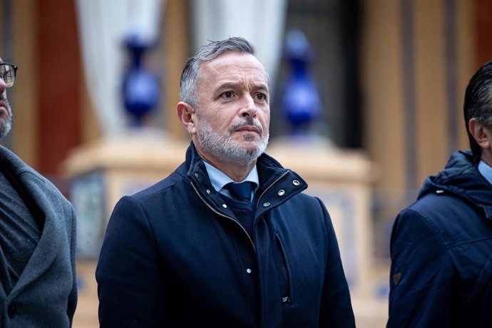 El portavoz adjunto del Grupo Socialista en el Parlamento andaluz, Rafael Recio, en el acto institucional por el Día de la Bandera de Andalucía en el Palacio de San Telmo.
