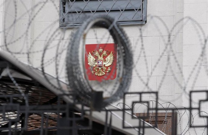 Archivo - Embajada de Rusia en Kiev, en una imagen de archivo de 2018.