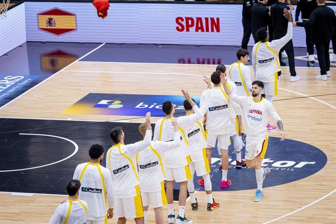 Los jugadores de la selección española de baloncesto