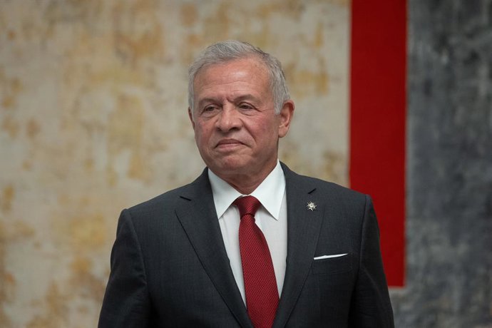 Archivo - Arquivo - O rei Abdullah II da Jordânia durante a assinatura de um acordo entre os dois países no Palácio Moncloa em 5 de junho de 2025 em Madri, Espanha. O monarca hachemita, que é um visitante frequente da Espanha, encontrou-se pela primeira v