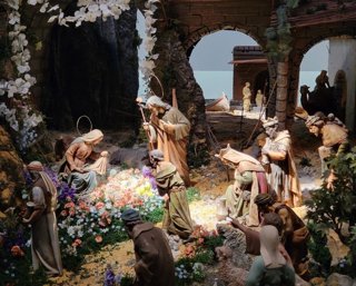 Detalle del belén municipal en el Ayuntamiento de Málaga