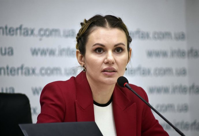 Archivo - Arquivo - 12 de novembro de 2024, Kiev, Ucrânia: KYIV, UCRÂNIA - 12 DE NOVEMBRO DE 2024 - A deputada Anna Skorokhod participa de uma coletiva de imprensa sobre o relatório do trabalho da Comissão Temporária de Investigação da Verkhovna Rada da U