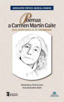 Cartel con el recital poético en homenaje a la escritora Carmen MartÍn Gaite.