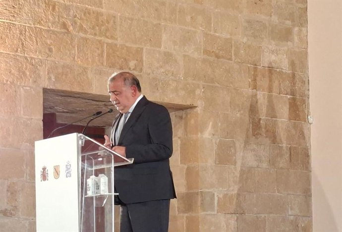 El delegado del Gobierno en Baleares, Alfonso Rodríguez, durante su discurso en el acto institucional por el Día de la Constitución