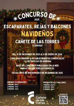 Cartel del Concurso de Escaparates, Rejas y Balcones Navideños de Cañete de las Torres.