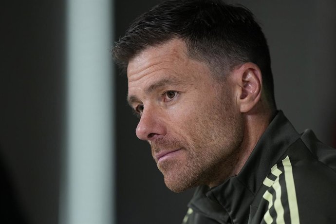 Xabi Alonso, head coach of Real Madrid, attends his press conference during the training day of Real Madrid ahead the Spanish League, LaLiga EA Sports, football match against Girona FC at Ciudad Deportiva Real Madrid on November 29, 2025, in Valdebebas, M