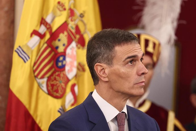 El president del Govern, Pedro Sánchez, durant l'acte institucional pel Dia de la Constitució, en el Congrés dels Diputats, a 6 de desembre de 2025, a Madrid (Espanya). 
