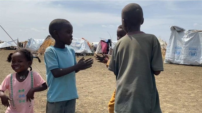 Archivo - Niños en un campamento de Sudán.