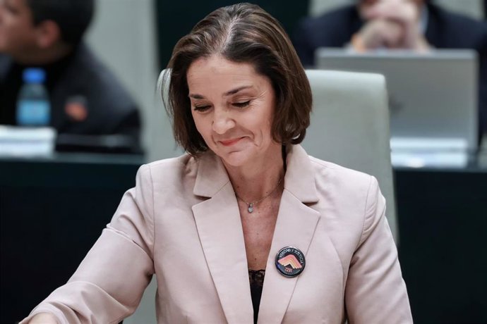 Archivo - La portavoz socialista en el Ayuntamiento de Madrid, Reyes Maroto, en el Pleno de Cibeles