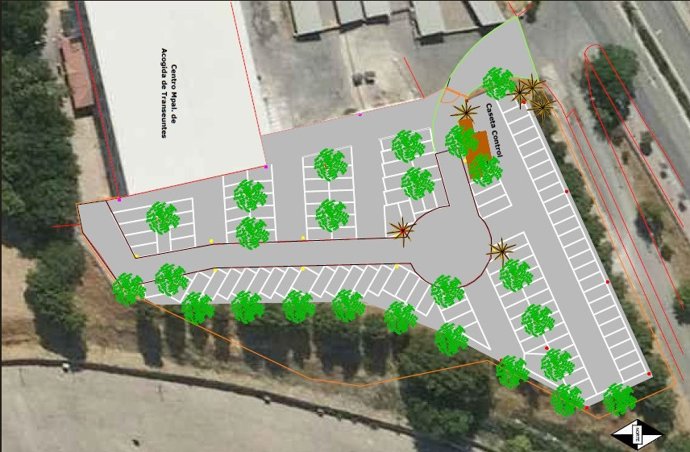 Plano de nuevos aparcamientos en el Recinto Ferial Alfonso Sánchez Herrera de Jaén.