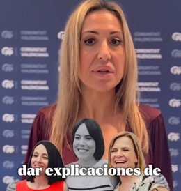 Captura del video de las diputadas del PP en Les Corts para pedir el cese de Bernabé