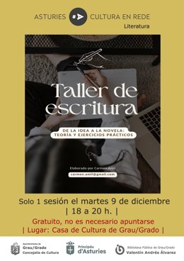 Taller de escritura gratuito en Grado para aprender a crear una novela desde la idea