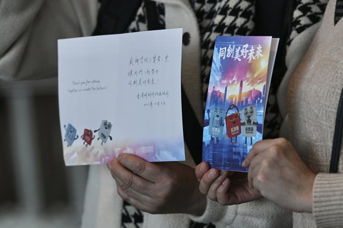 December 7, 2025, Hong Kong, China: The Election Committees display the thank-you card at the polling station on December 7, 2025 in Hong Kong. Today Hong Kong holdâ€s its Legislative Council Election.