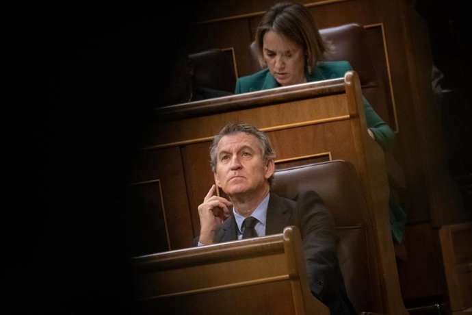 El presidente del Partido Popular, Alberto Núñez Feijóo, durante una sesión plenaria, en el Congreso de los Diputados, a 27 de noviembre de 2025, en Madrid (España). 