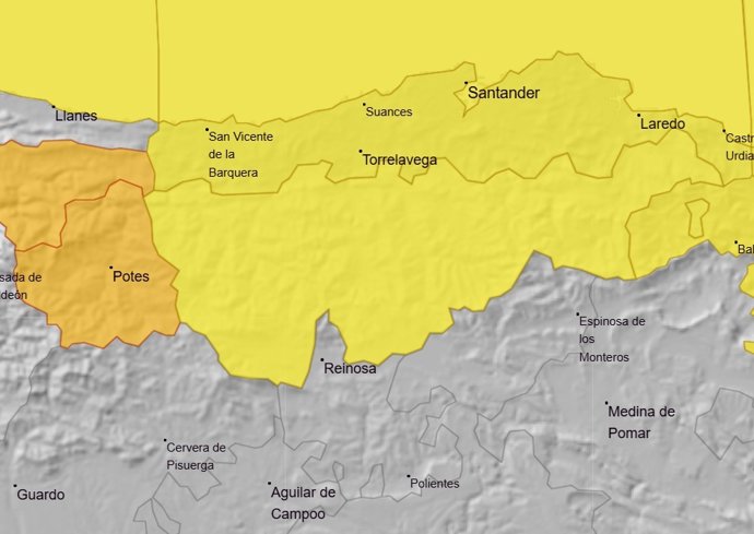 Mapa de avisos meteorológicos en Cantabria este martes 9 de diciembre