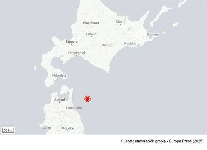 Terremoto en Aomori (Japón) a 8 de diciembre de 2025