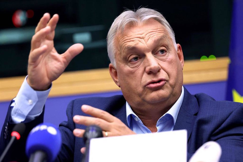 Archivo - El primer ministro de Hungría, Viktor Orbán, en una intervención en el Parlamento Europeo el pasado año.