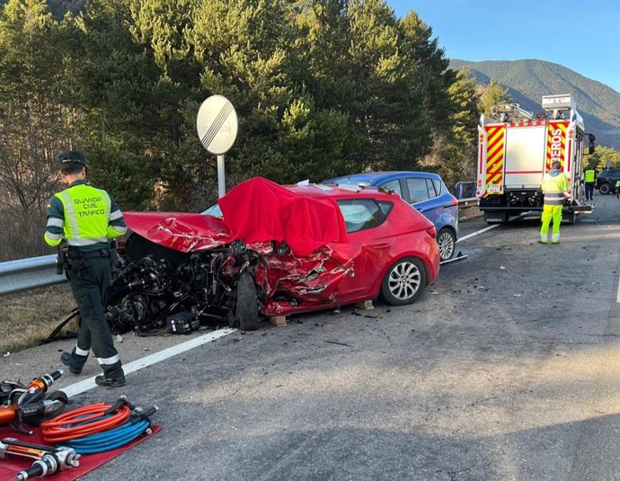 Un muerto y varios heridos en una colisión múltiple en la N-260a, a la altura de Biescas