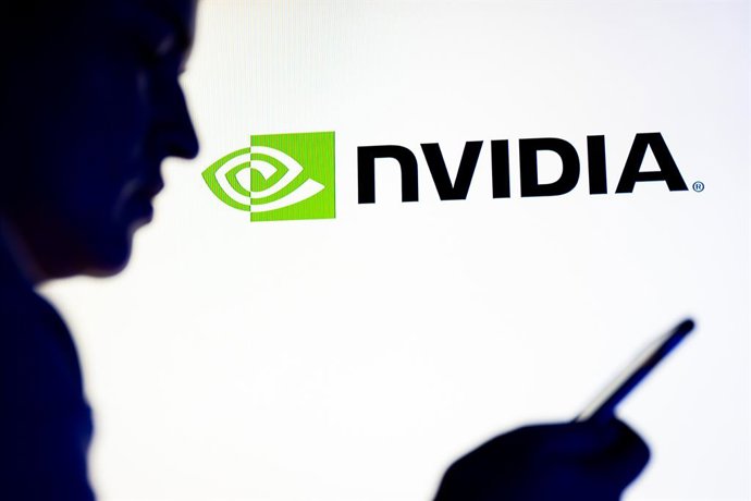 November 26, 2025, Poland: In this photo illustration, the Nvidia logo is seen displayed on TV.