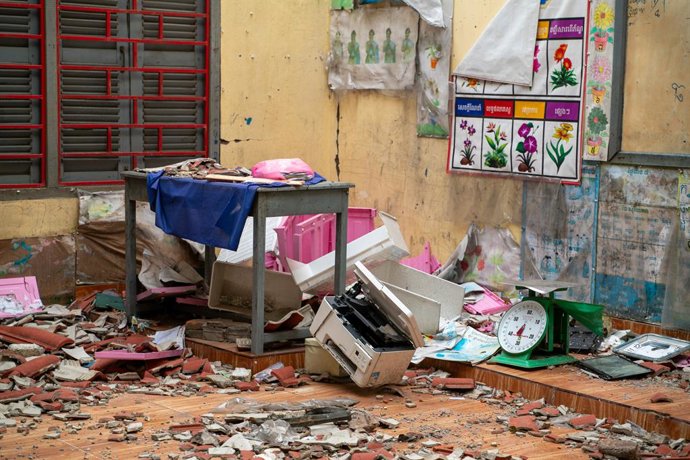 October 24, 2025, Oddar Meanchey Province, Ho Chi Minh City, Cambodia: October, 24, 2025, Oddar Meanchey Province, Cambodia: A school in Kouk Mon damaged during this yearâ€s conflict between Cambodia and Thailand, as seen on October 24, 2025. Magdalena Ch