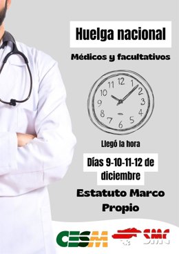 Cartel de la huelga de médicos del 9 al 12 de diciembre.- Archivo