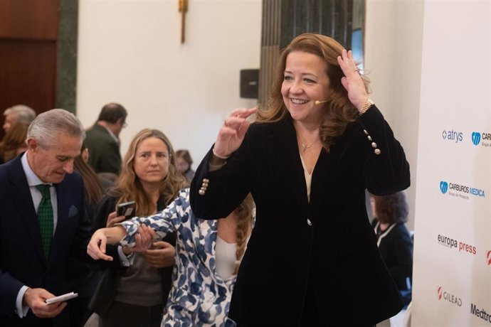La consejera de Sanidad de la Comunidad de Madrid, Fátima Matute, durante un desayuno socio-sanitario, organizado por Europa Press, en el Hotel InterContinental, a 9 de diciembre de 2025, en Madrid (España).