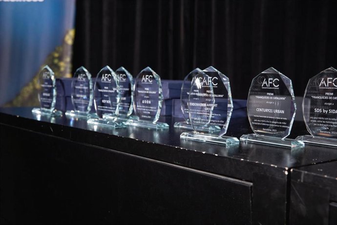 Algunos de los galardones de los Premios Franquicias de Catalunya.